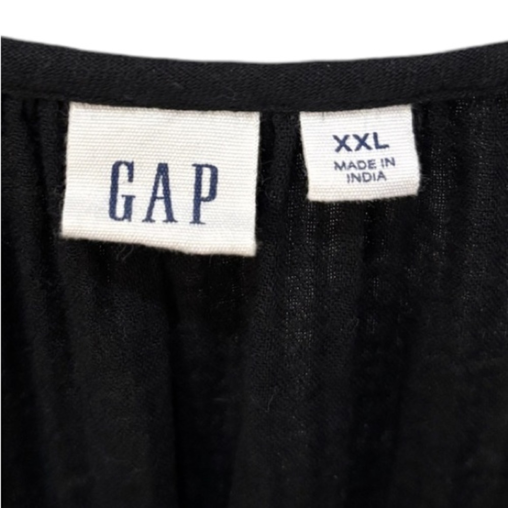 Ruffle Hem Tiered Dress Lightweight Flowy Gauze Neutral Black Gap Size XXL - Picture 16 of 16